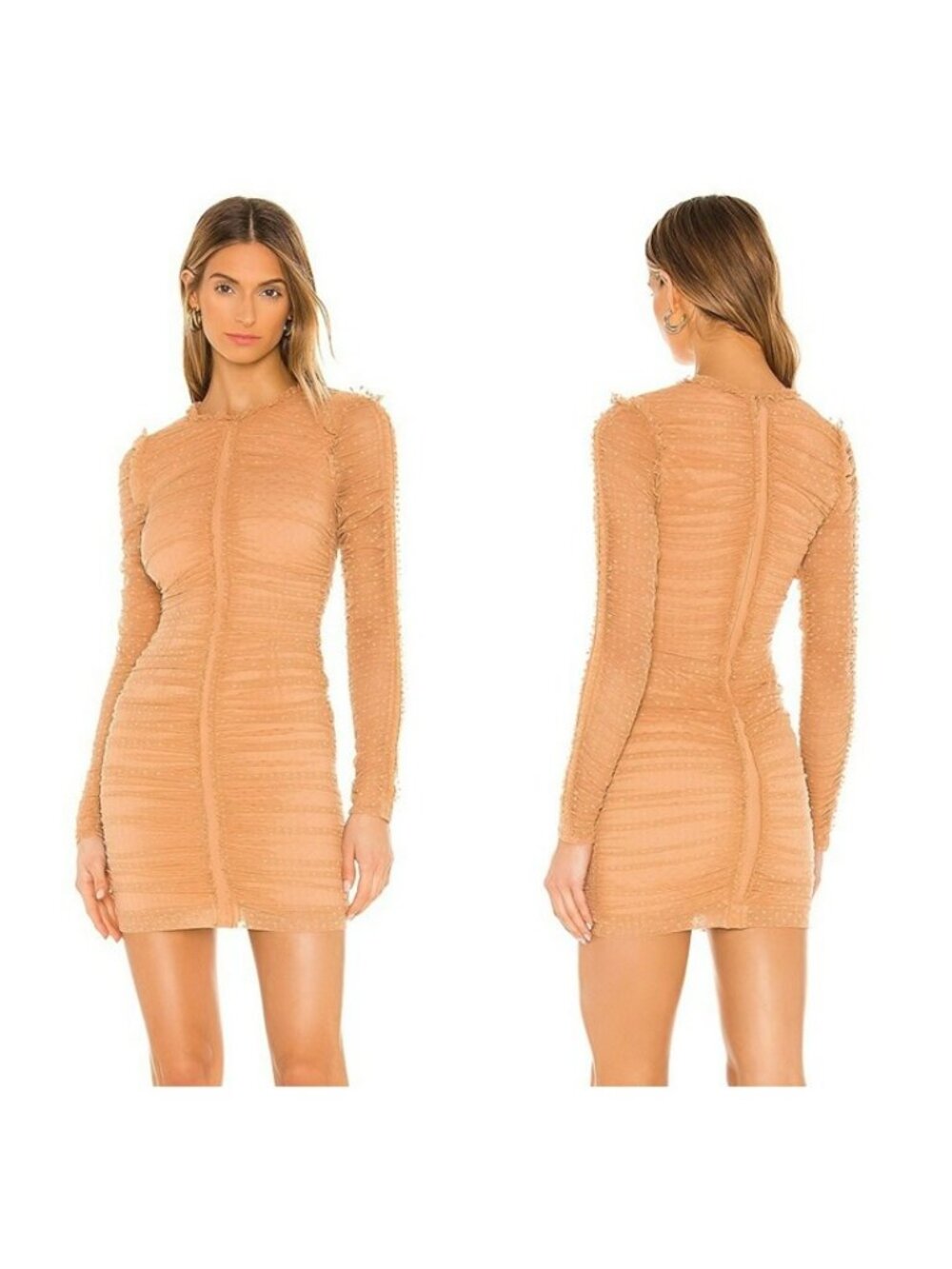 NBD Las Olas Long Sleeve Mini Dress - Nude